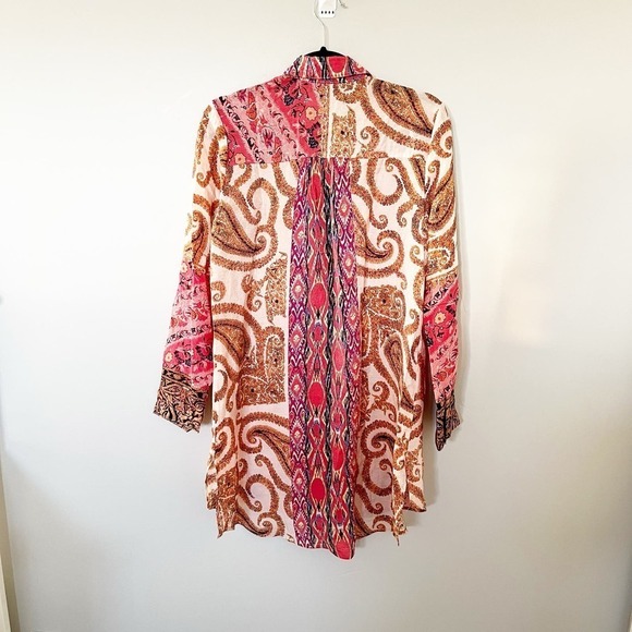 Soft Surroundings Brynn Pink Floral Paisley Button Front Tunic Top Shirt small - Picture 4 of 9